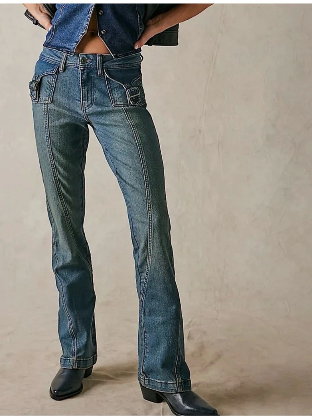 NWT Free People We The Free Love Stone Mid Rise Bootcut Jeans 26 - Picture 5 of 9